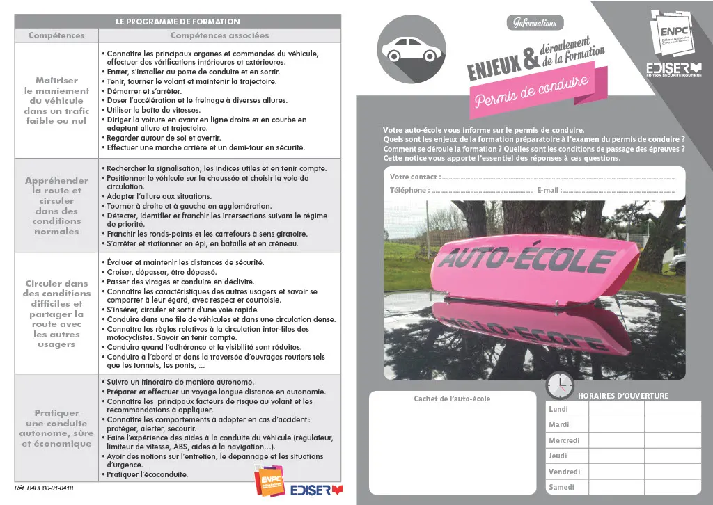 Programme de formation : compétences et compétences associées